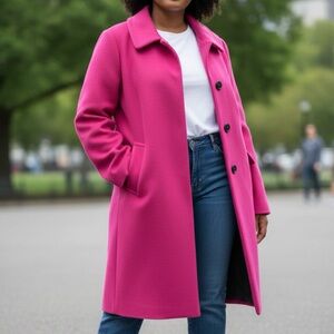 Talbots Fuchsia Hot Pink Wool Peacoat Size 18W